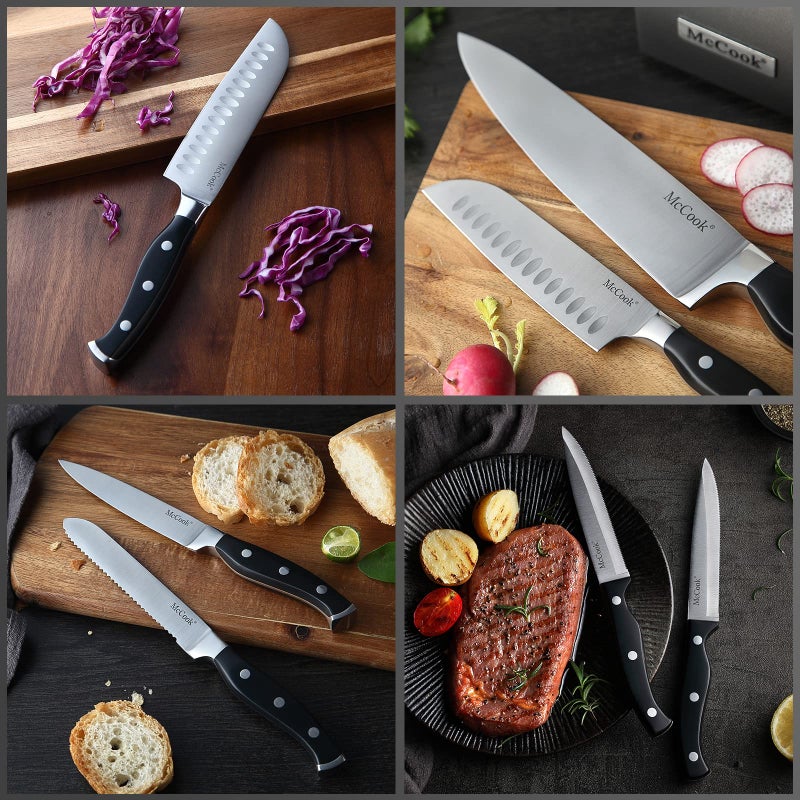 McCookÂ® Knife Sets,German Stainless Steel Kitchen Knife Block Set with Built-in Sharpener - Image 5